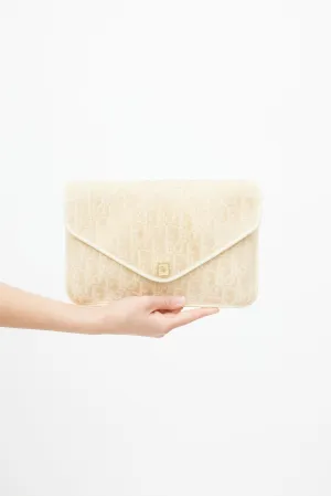 1970s Cream Monogram Canvas Clutch