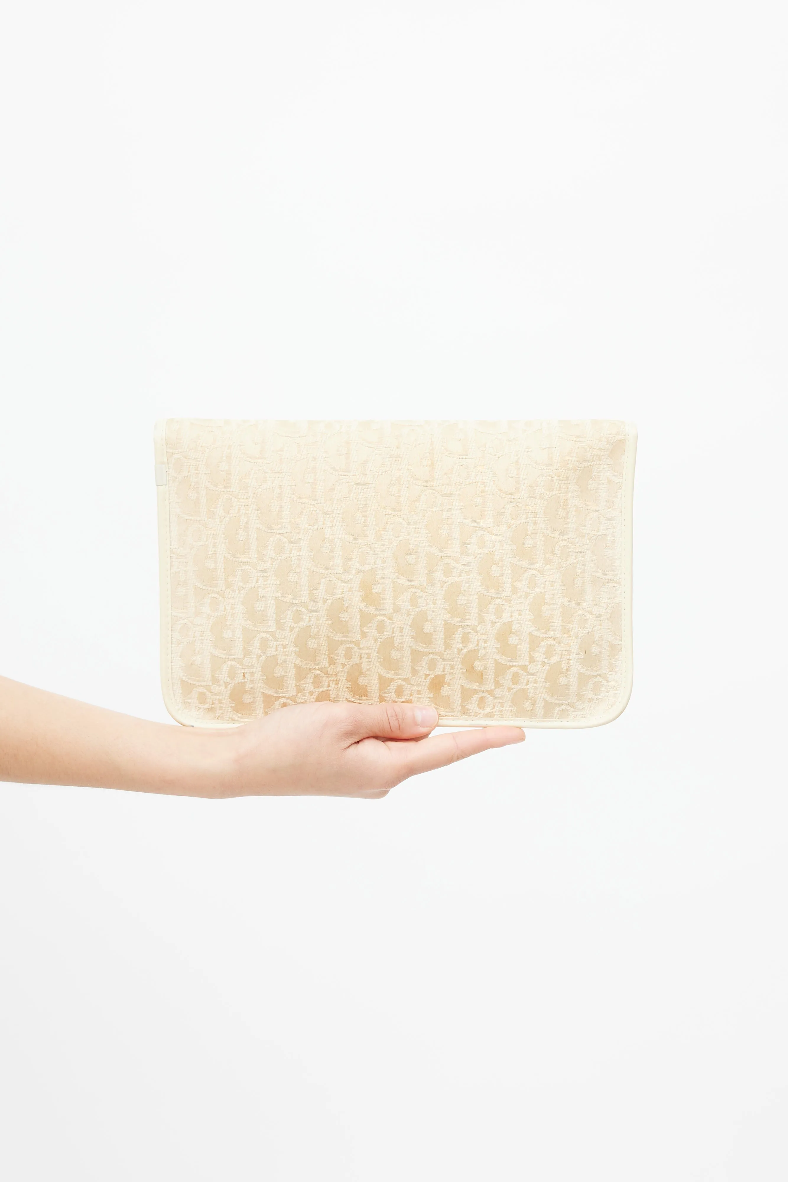 1970s Cream Monogram Canvas Clutch