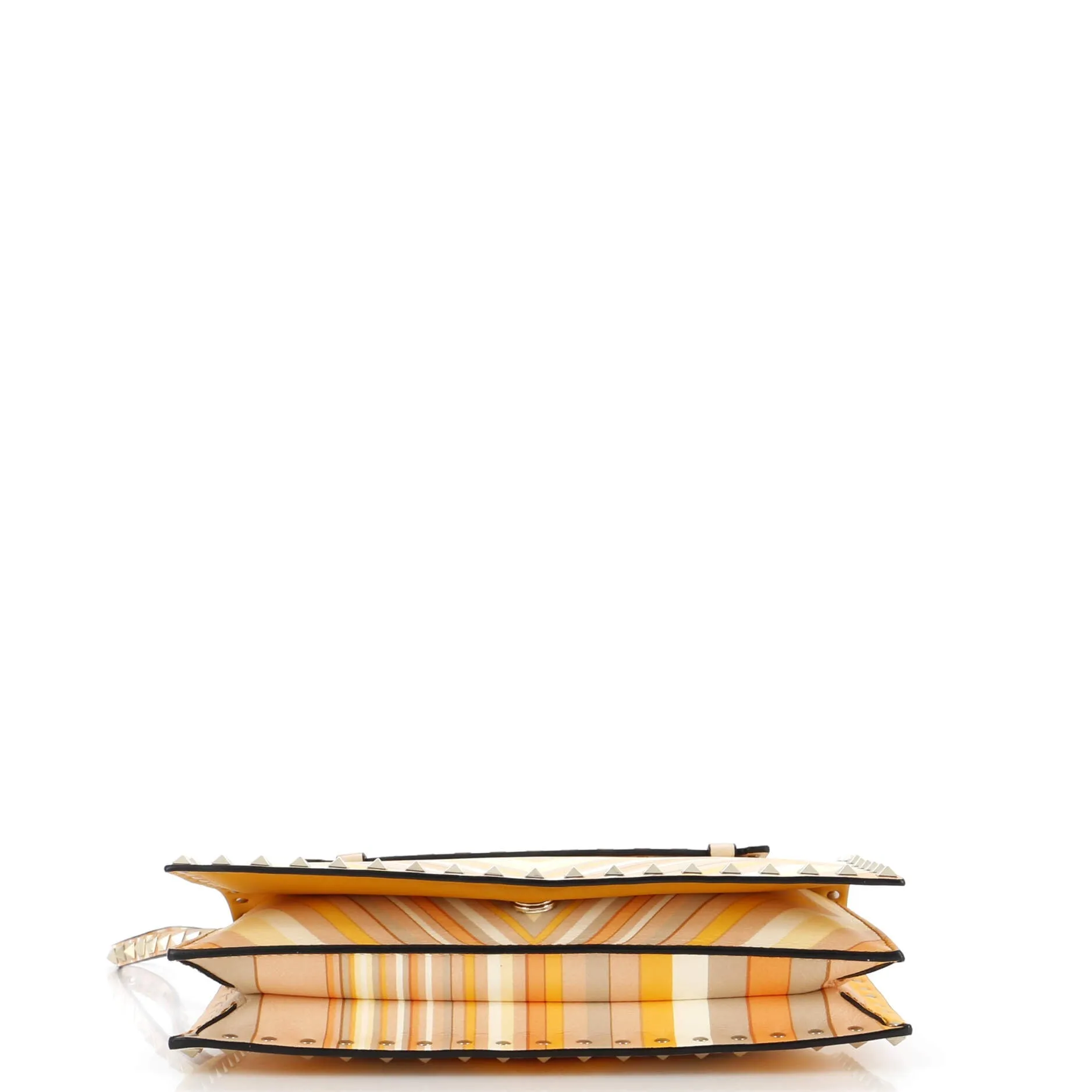 1975 Rockstud Flap Clutch Striped Leather Medium