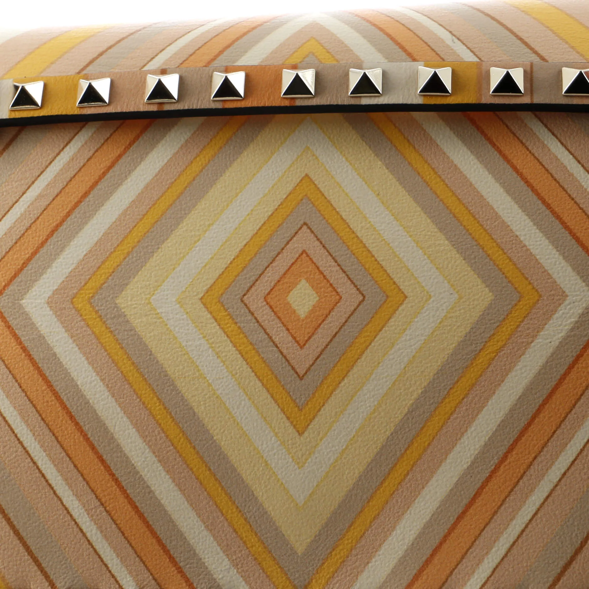 1975 Rockstud Flap Clutch Striped Leather Medium