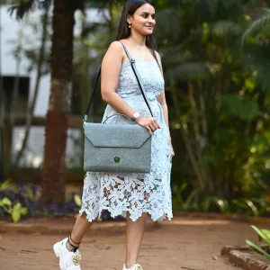 Laptop Bag With Handle And Sling | Coconut Leather | Unisex | Powder Blue