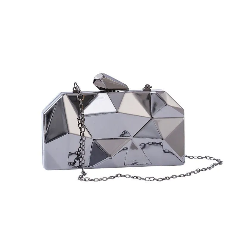 Luxy Moon Unique Square Metal Evening Clutch Bag