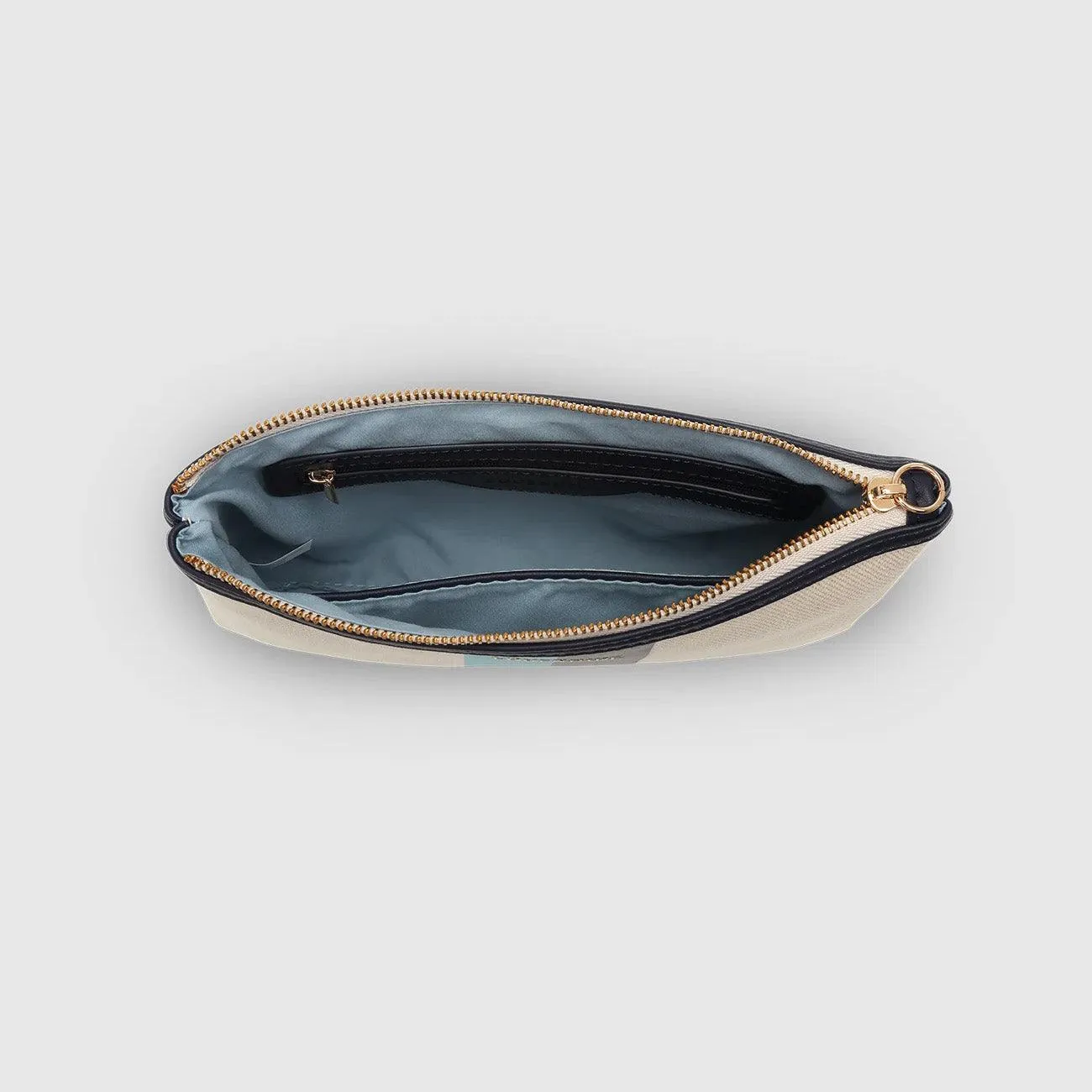 Mimi Canvas Clutch | Cream/Sky Blue
