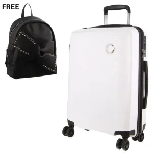 Pierre Cardin Inspired Milleni Luggage White Bag Medium   FREE Milleni Backpack