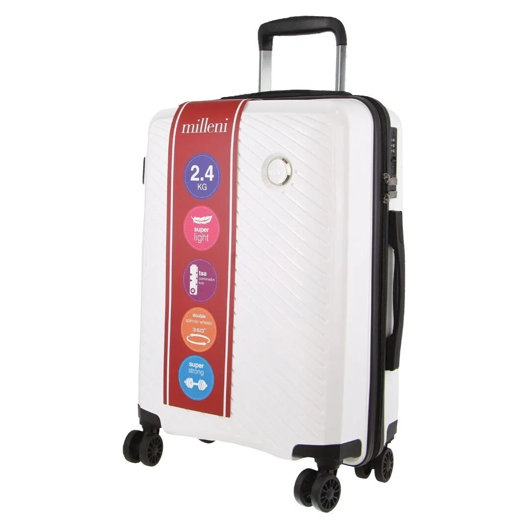 Pierre Cardin Inspired Milleni Luggage White Bag Medium   FREE Milleni Backpack