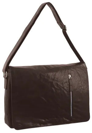 Pierre Cardin Rustic Leather Bag 15" Laptop Computer Messenger Business Travel - Brown