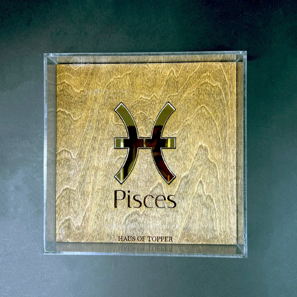 Pisces Wood & Gold Mirrored Acrylic Rolling Tray