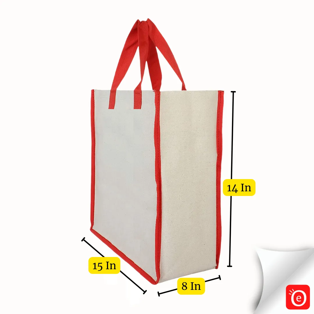 Products Canvas Shopping Bags, Reusable Bag for Grocery, Fruits, and Vegetable with Handles, Pack of 5 (Color & Stripes may Vary)