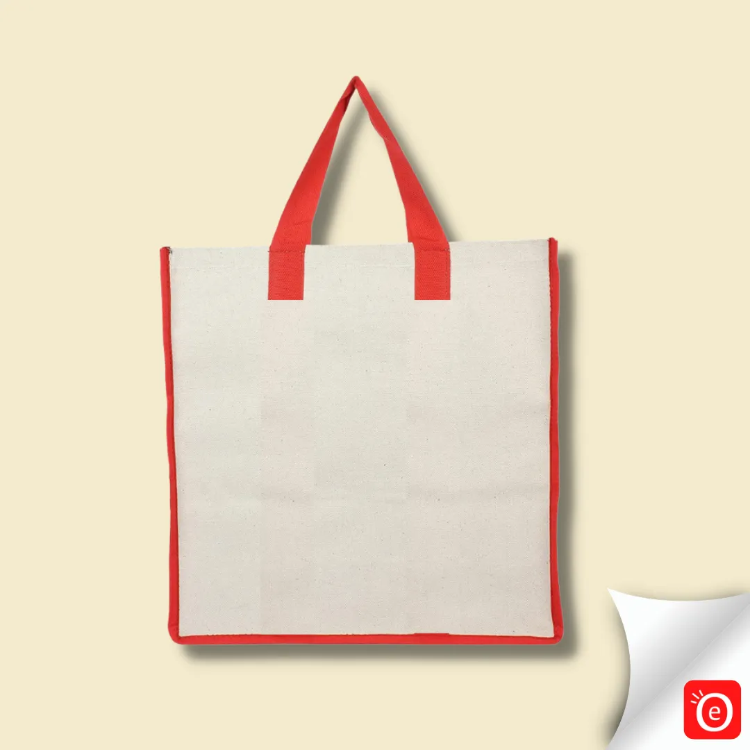 Products Canvas Shopping Bags, Reusable Bag for Grocery, Fruits, and Vegetable with Handles, Pack of 5 (Color & Stripes may Vary)