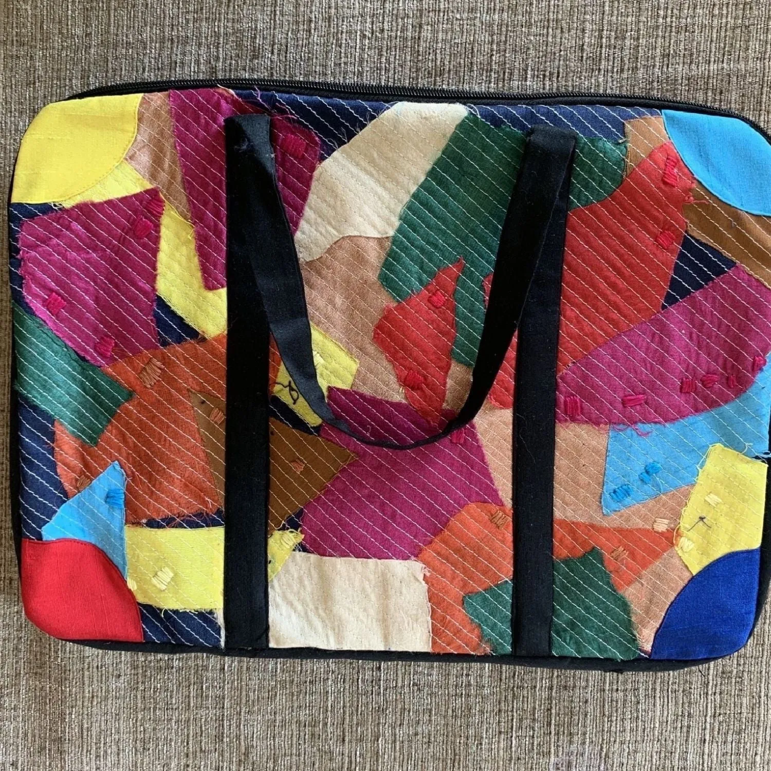 Vibrant Charm Silk Patchwork Laptop Bag Sleeve | Multi Colour | 15 Inches