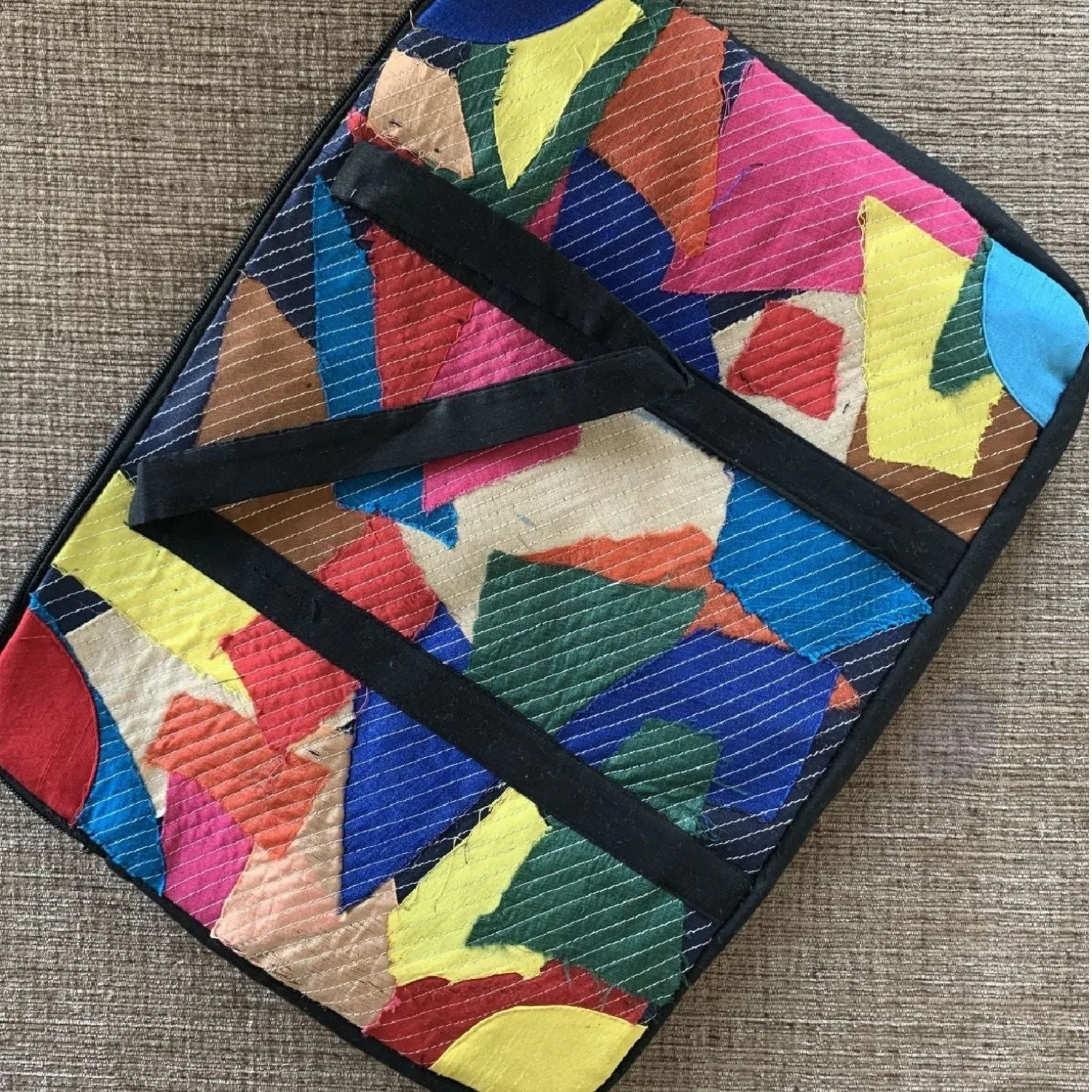 Vibrant Charm Silk Patchwork Laptop Bag Sleeve | Multi Colour | 15 Inches