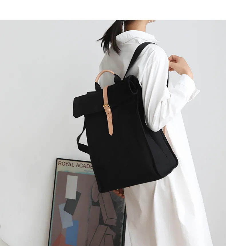 Womens Canvas Folded Backpack Laptop Bags